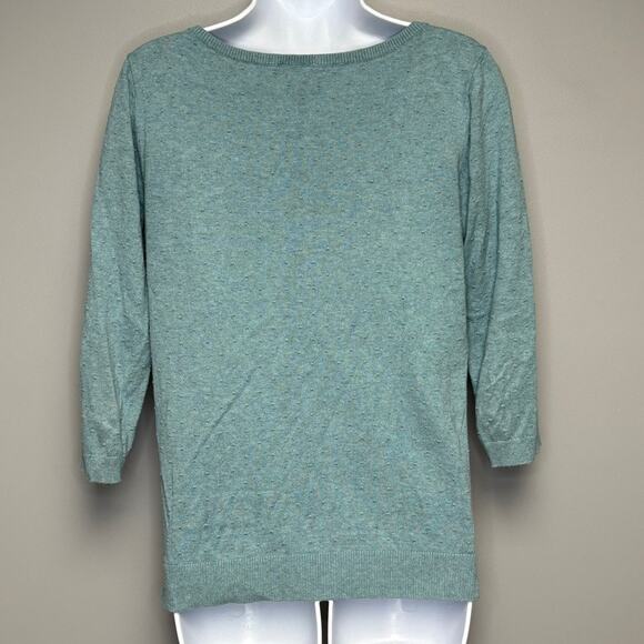 Loft Outlet Preppy Old Money Pointelle Knit 3/4 Sleeve Boatneck Sweater Womens S - Picture 2 of 5